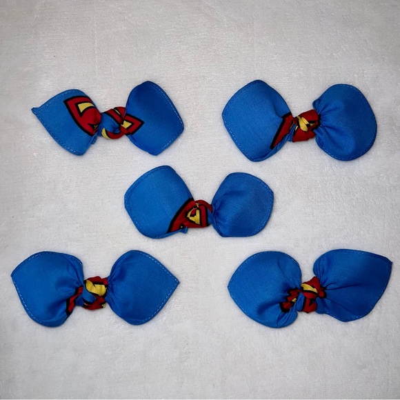 Superman Light Blue Superhero Rockabilly Bandana Knotted Hair Bow - Picture 9 of 11